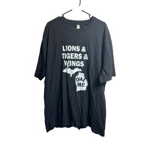 NU look mens graphic short sleeve black shirt size 2XL XXL lions‎ tigers wings